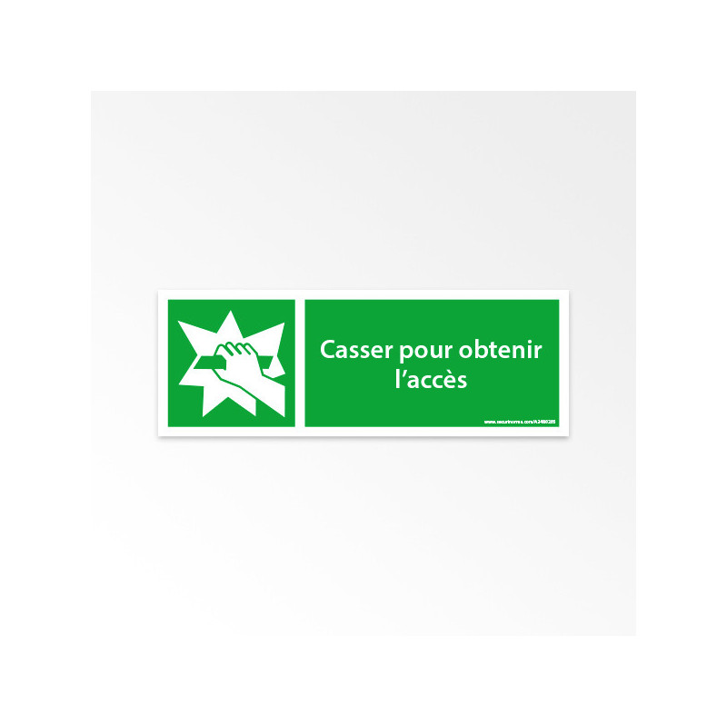 Panneaux ISO 7010 d'évacuation à message horizontal - Casser pour obtenir l'accès - E008