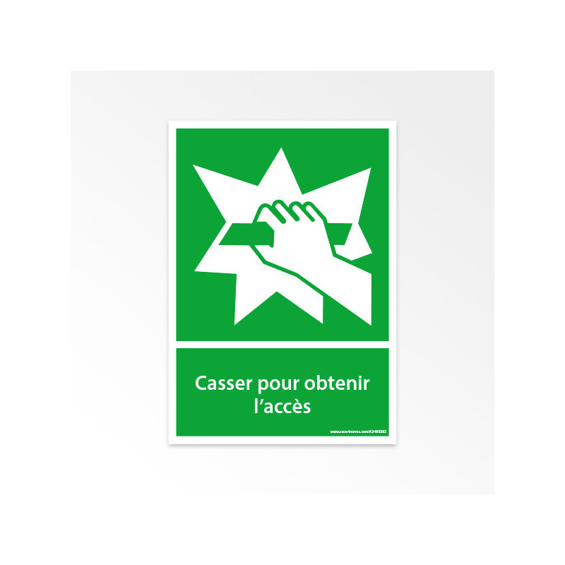Panneaux ISO 7010 d'évacuation à message vertical - Casser pour obtenir l'accès - E008