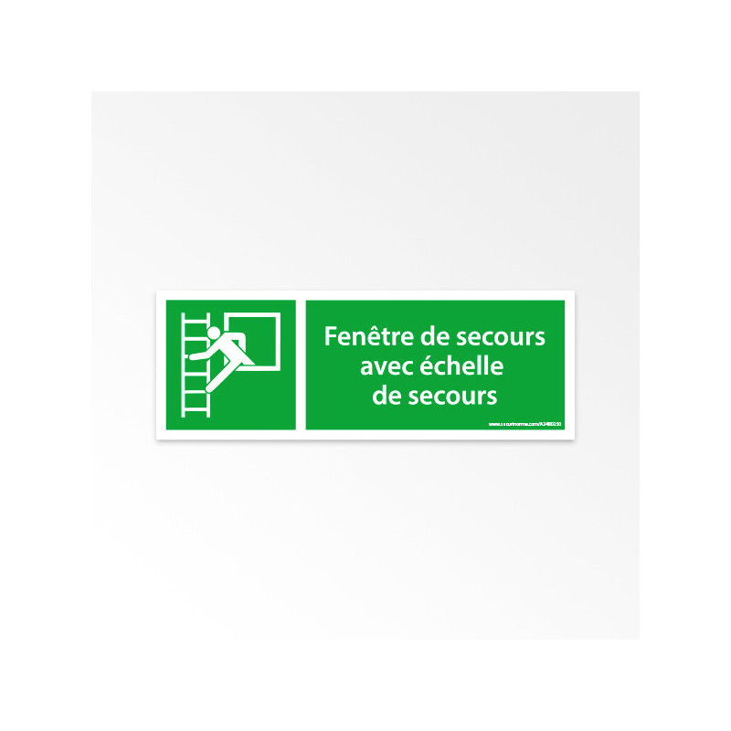 Panneaux ISO 7010 d'évacuation à message horizontal - Fenêtre de secours avec échelle de secours - E016