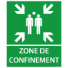 Panneau et autocollant Zone de confinement avec texte et flèches