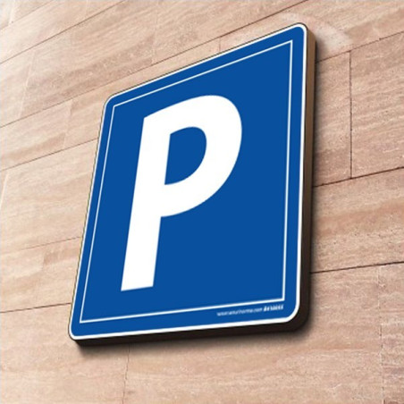 Panneau de signalisation - Zone de stationnement - 500x500 mm - Tôle d'aluminium