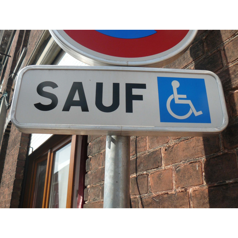 Panonceau d'Indication - Sauf PMR - M6h - 500 x 150 mm - Aluminium galvanisé - NF