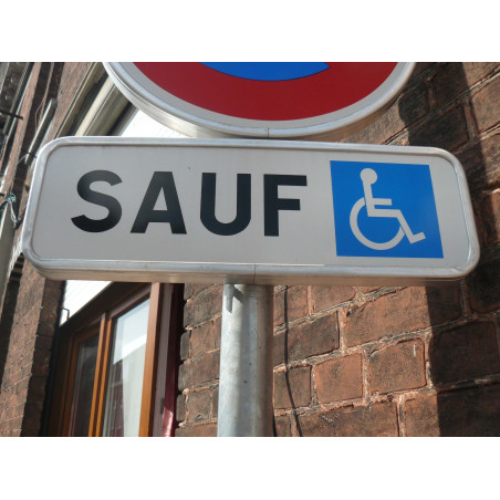 Panonceau d'Indication - Sauf PMR - M6h - 500 x 150 mm - Aluminium galvanisé - NF