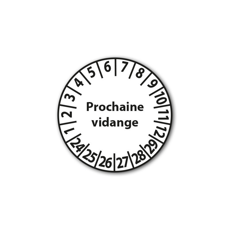 Pastilles Calendrier - Prochaine vidange - 25 mm 