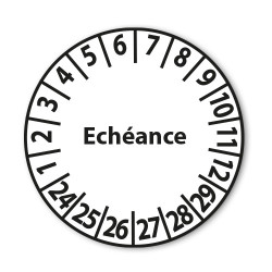 Pastilles Calendrier - Échéance - 25 mm - Polyester laminé/Vinyle