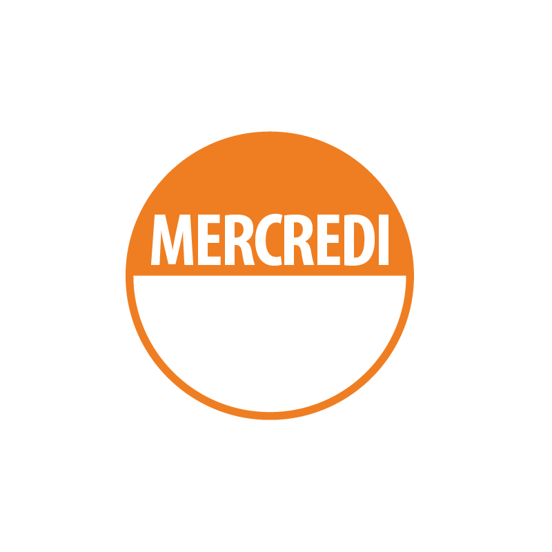 Pastilles - Jour "Mercredi" - 40 mm - Repositionnable - Rouleau de 500
