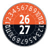 Pastilles inventaire 2026-2027 Ø25 mm orange/noir vinyle