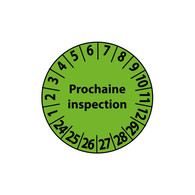 Pastilles Calendrier - Prochaine inspection - ø25 mm - Polymère Laminé