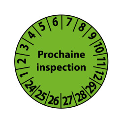 Pastilles Calendrier - Prochaine inspection - 25 mm - Vinyle - Lot de 7