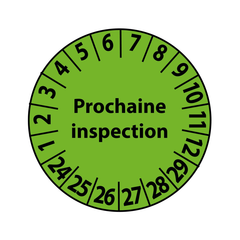 Pastilles Calendrier - Prochaine inspection - 25 mm - Vinyle - Lot de 7