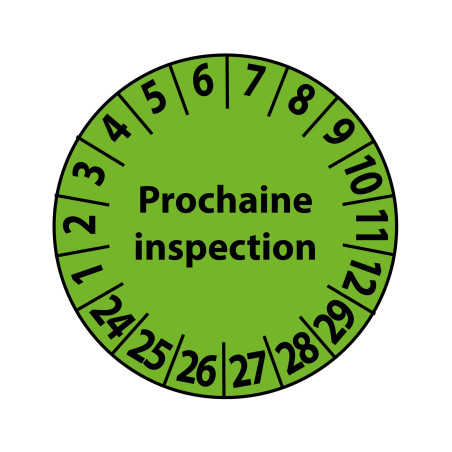 Pastilles Calendrier - Prochaine inspection - 25 mm - Vinyle - Lot de 7