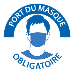 Pictogramme - Port du masque obligatoire - Bleu et blanc