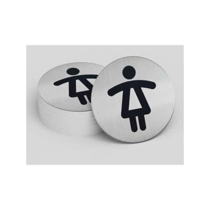 Pictogramme rond de porte - Toilettes Dames - 83 mm - Acier