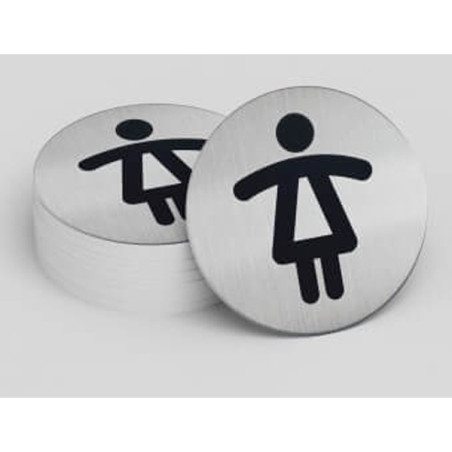 Pictogramme rond de porte - Toilettes Dames - 83 mm - Acier