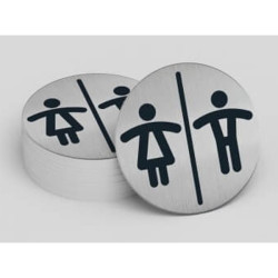 Pictogramme - Toilettes Mixtes H/F - 83 mm - Acier