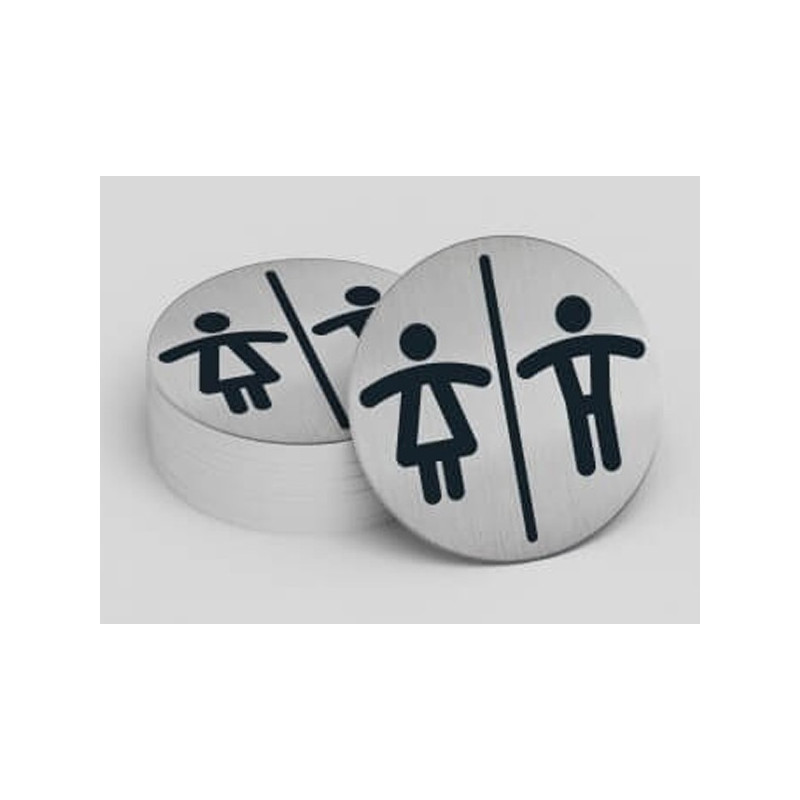Pictogramme - Toilettes Mixtes H/F - 83 mm - Acier