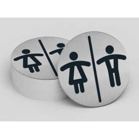 Pictogramme - Toilettes Mixtes H/F - 83 mm - Acier