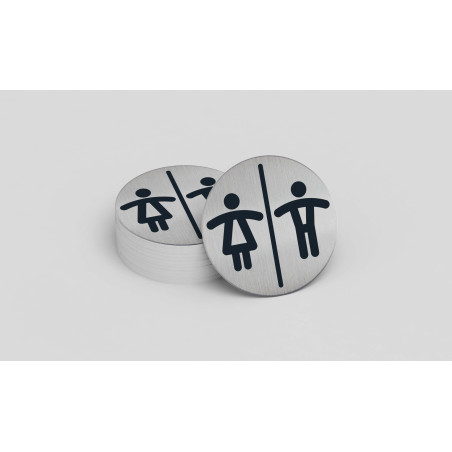 Pictogramme rond de porte "Toilettes Mixtes H/F"