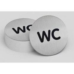 Panneau de porte - Pictogramme WC rond - 83 mm - Acier