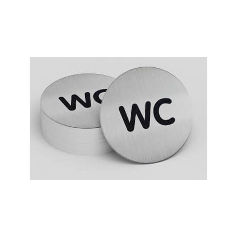 Panneau de porte - Pictogramme WC rond - 83 mm - Acier