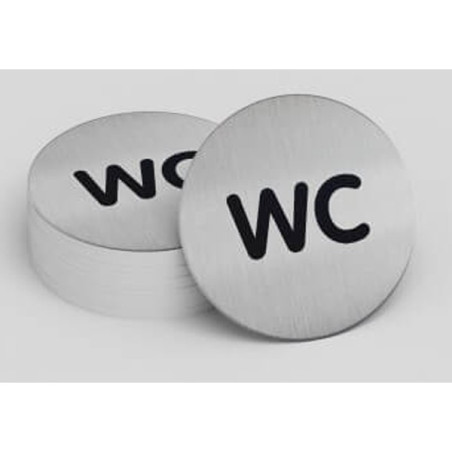 Panneau de porte - Pictogramme WC rond - 83 mm - Acier