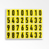 Kit - Planche de 32 chiffres noir sur jaune - 15 mm - Tissu plastifié