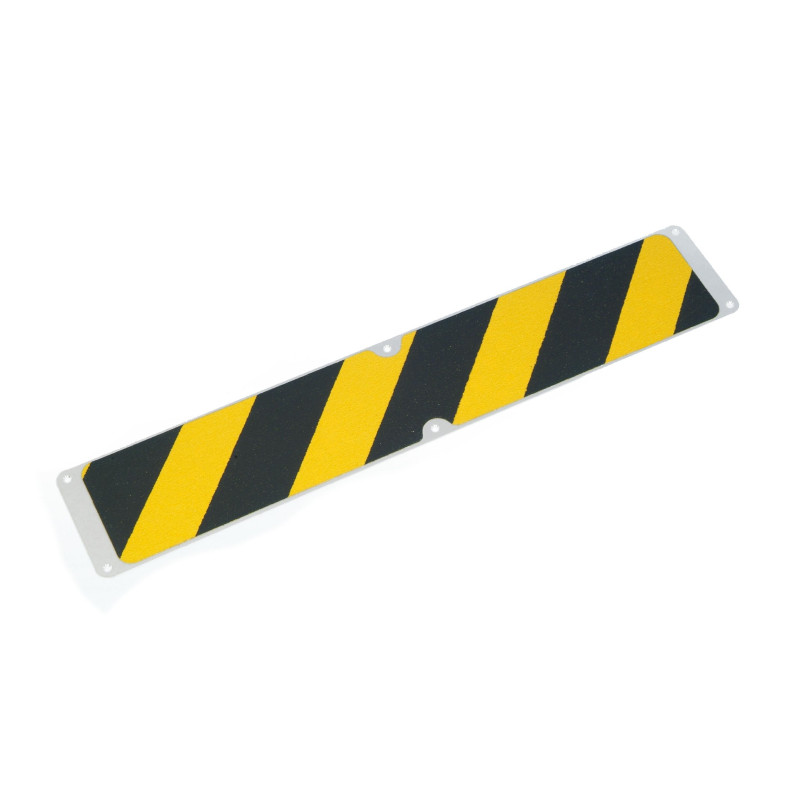 Robuste plaque antidérapante en aluminium noir, mesurant 635x115 mm, pour une sécurité optimale.