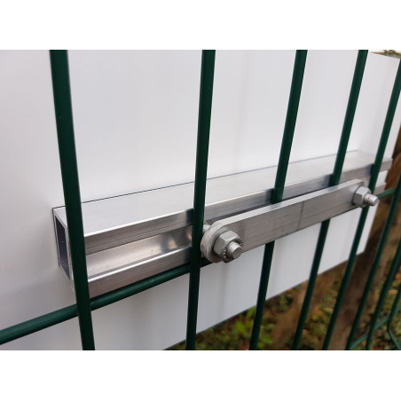 Plaque de Fixation pour Panneau Signalétique sur Grillage - 146 x 20 mm - Aluminium