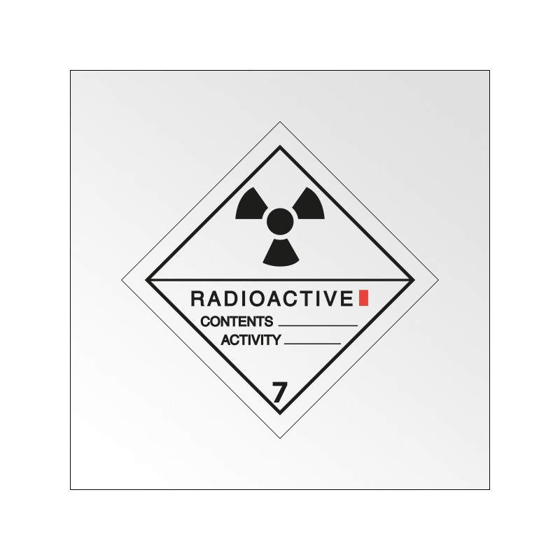 Signalisation de transport normalisée ADR - "Matières radioactives, catégorie I"