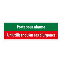 Plaque d'évacuation - Pictogramme Porte sous alarme - 300 x 100 mm