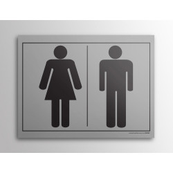 Plaque gravée picto homme femme  WC gris