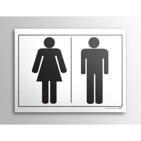 Plaque gravée picto homme femme  WC blanc