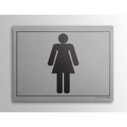 Plaque gravée toilettes picto Femme gris