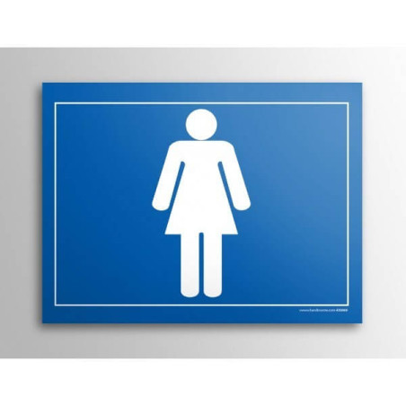 Plaque gravée toilettes picto Femme bleu