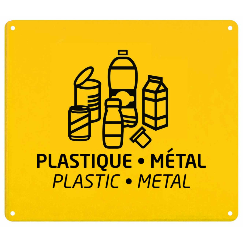 Plaque - Universelle de Tri Jaune pour Poubelles Trapi - Acier