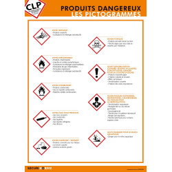Poster CLP Identifier les produits dangereux – Explication des pictogrammes