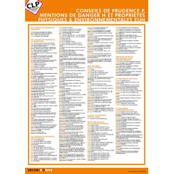 Poster CLP - Conseils de Prudence P, Mentions de Danger H, et Propriétés Physiques EUH - Format A3 - Plastifié