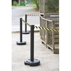 Poteau à Sangle Rétractable - Noir et Jaune - 3,7 m - Plastique