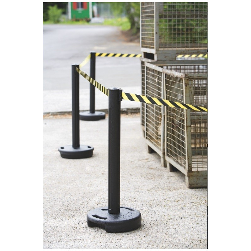 Poteau à Sangle Rétractable - Noir et Jaune - 3,7 m - Plastique