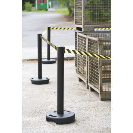Poteau à Sangle Rétractable - Noir et Jaune - 3,7 m - Plastique