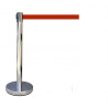 Poteau de Signalisation avec Enrouleur de Sangle - Inox - Hauteur 910 mm