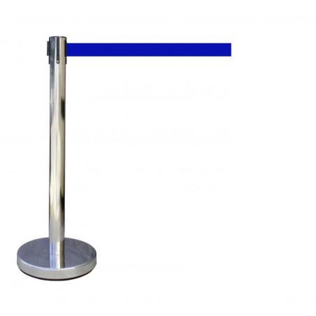 Poteau de Signalisation avec Enrouleur de Sangle - Inox - Hauteur 910 mm