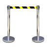 Poteau de Signalisation avec Enrouleur de Sangle - Inox - Hauteur 910 mm
