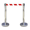Poteau de Signalisation avec Enrouleur de Sangle - Inox - Hauteur 910 mm