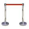 Poteau de Signalisation avec Enrouleur de Sangle - Inox - Hauteur 910 mm