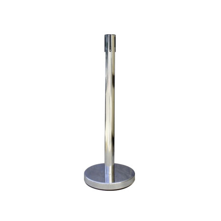 Poteau de Signalisation avec Enrouleur de Sangle - Inox - Hauteur 910 mm
