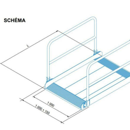 Rampe de chantier - Passerelle pliable pour piétons et PMR - Aluminium