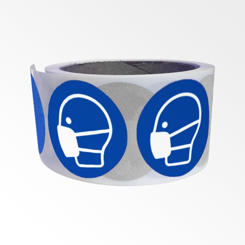Rouleau de Pictogrammes d'Obligation ISO EN 7010 "Masque obligatoire" M016