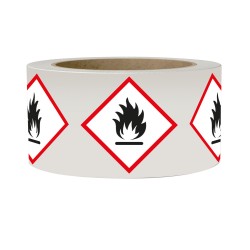Étiquettes - Matières inflammables - SGH02 - 50 mm - Vinyle Autocollant - Rouleau de 250