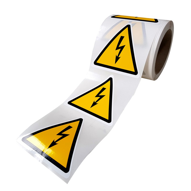 Étiquettes - Danger électricité - W012 - Vinyle autocollant - Rouleau de 250
